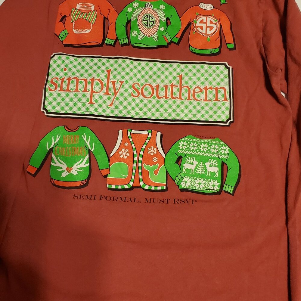 Simply Southern Women's Long Sleeve Red/Burgundy Christmas T-Shirt